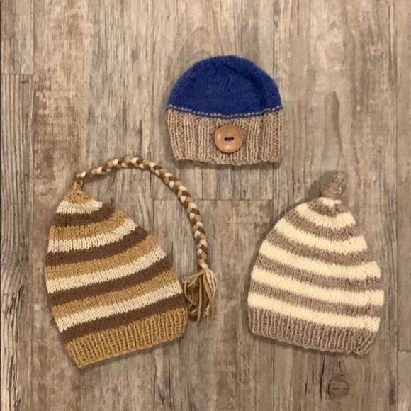 Other - Set of 3 hand made knit baby hats